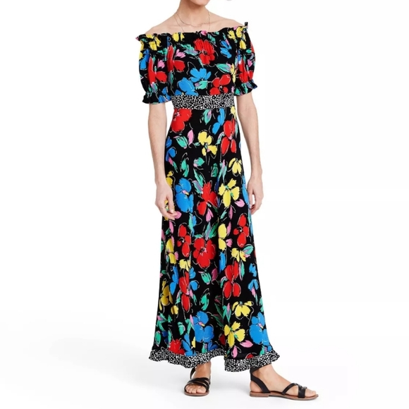 RIXO x Target Floral Off The Shoulder Puff Sleeve Dress 2 - Picture 1 of 10